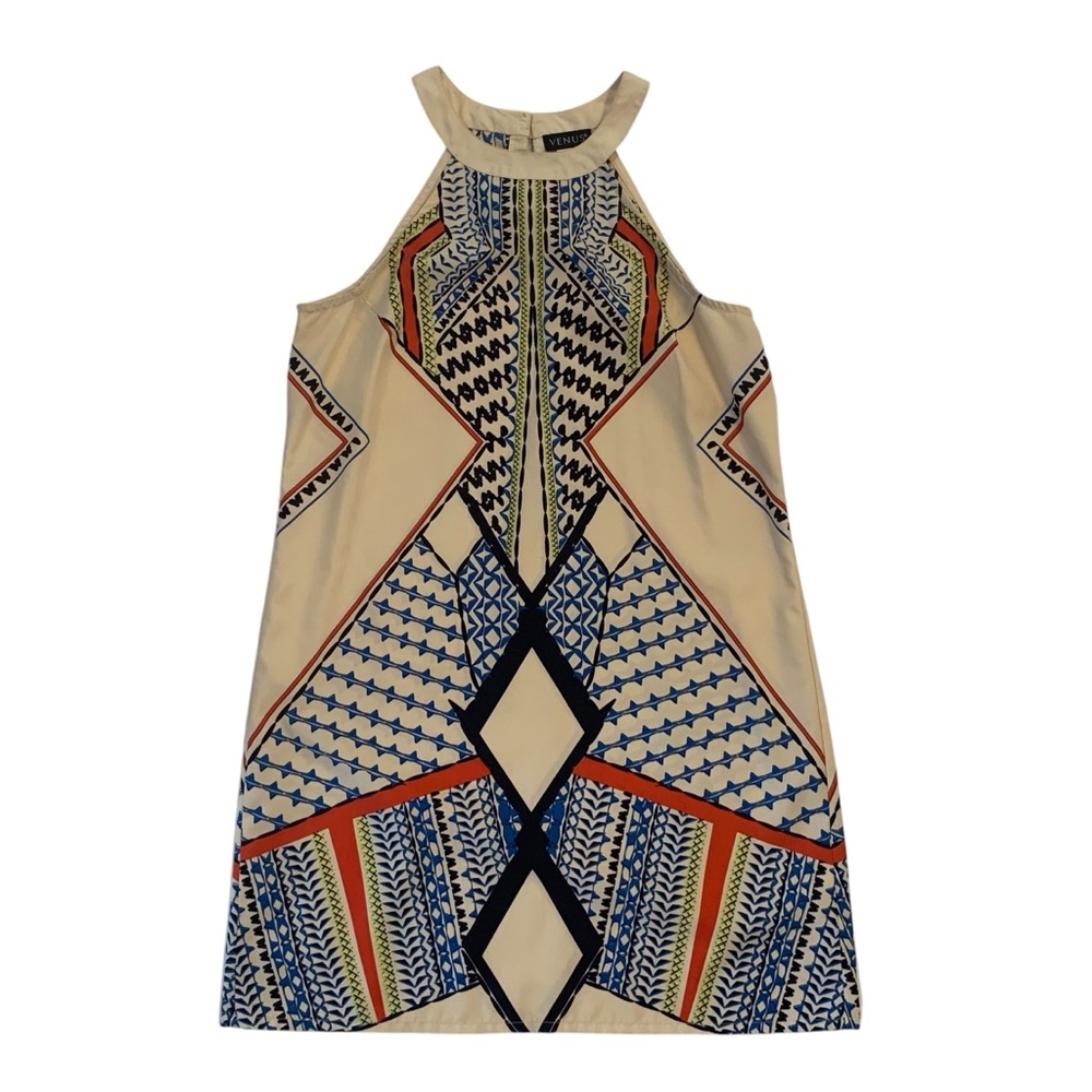 Geometric Patterned Sleeveless Dress